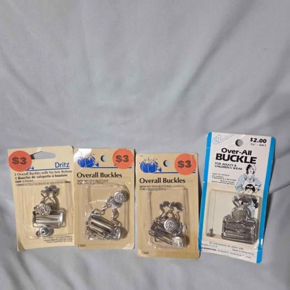 3 Dritz overall buckle sets for 1" straps and 1 EZ brand set for the same size